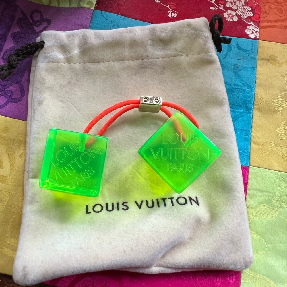 Louis Vuitton Vtg. Cube Hair Tie~ Fluorescent Green